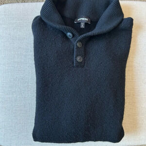 Express Men’s Black Button Sweater - Medium Tall.